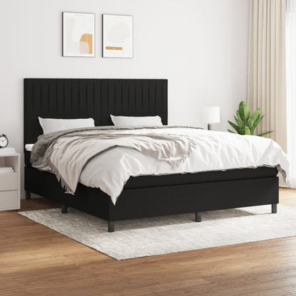 Giroletto a Molle con Materasso Nero 160x200 cm in Tessuto | homemem39
