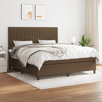 Giroletto a Molle con Materasso Marrone Scuro 160x200cm Tessuto | homemem39