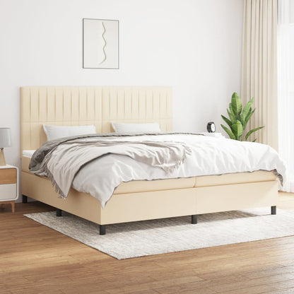 Giroletto a Molle con Materasso Crema 200x200 cm in Tessuto