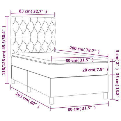 Giroletto a Molle con Materasso Marrone Scuro 80x200 cm Tessuto