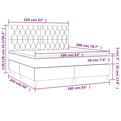 Giroletto a Molle con Materasso Grigio Scuro 160x200 cm Tessuto