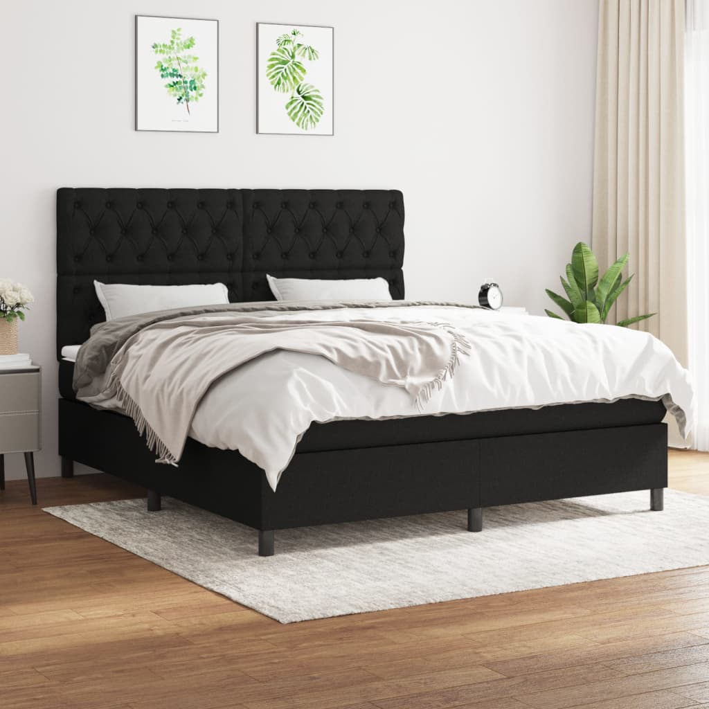 Giroletto a Molle con Materasso Nero 160x200 cm in Tessuto | homemem39