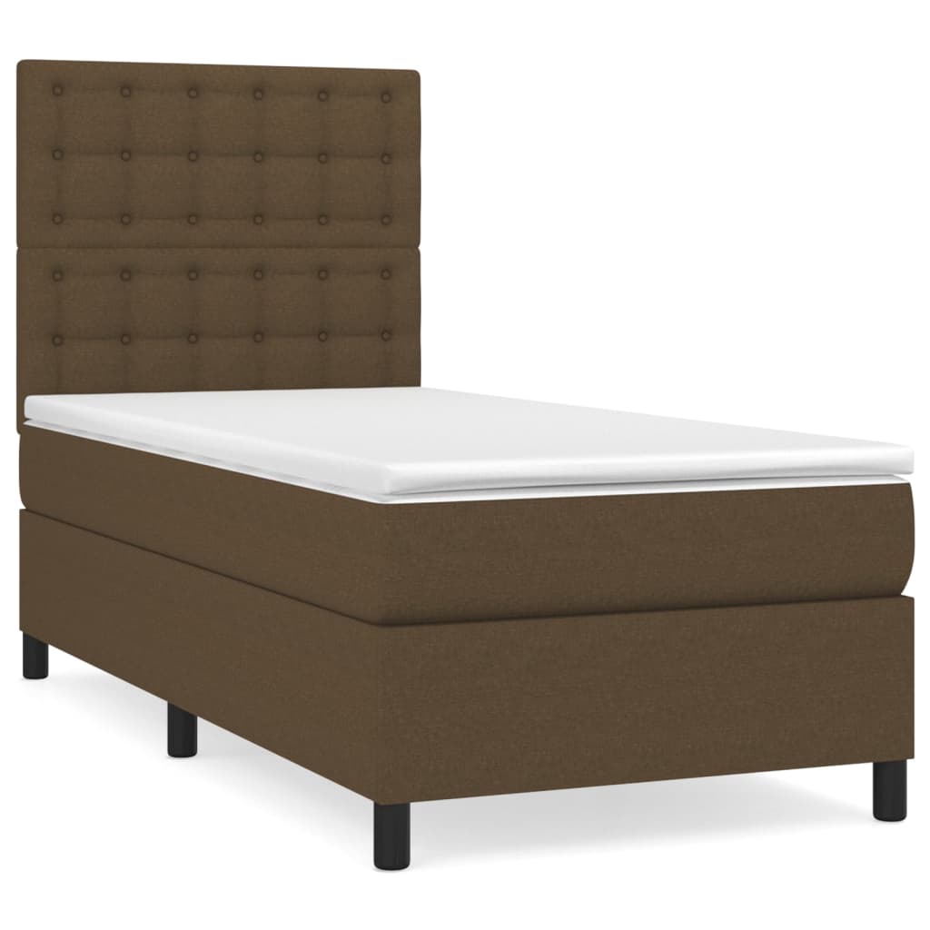 Giroletto a Molle con Materasso Marrone Scuro 90x190cm Tessuto