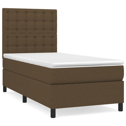 Giroletto a Molle con Materasso Marrone Scuro 90x190cm Tessuto