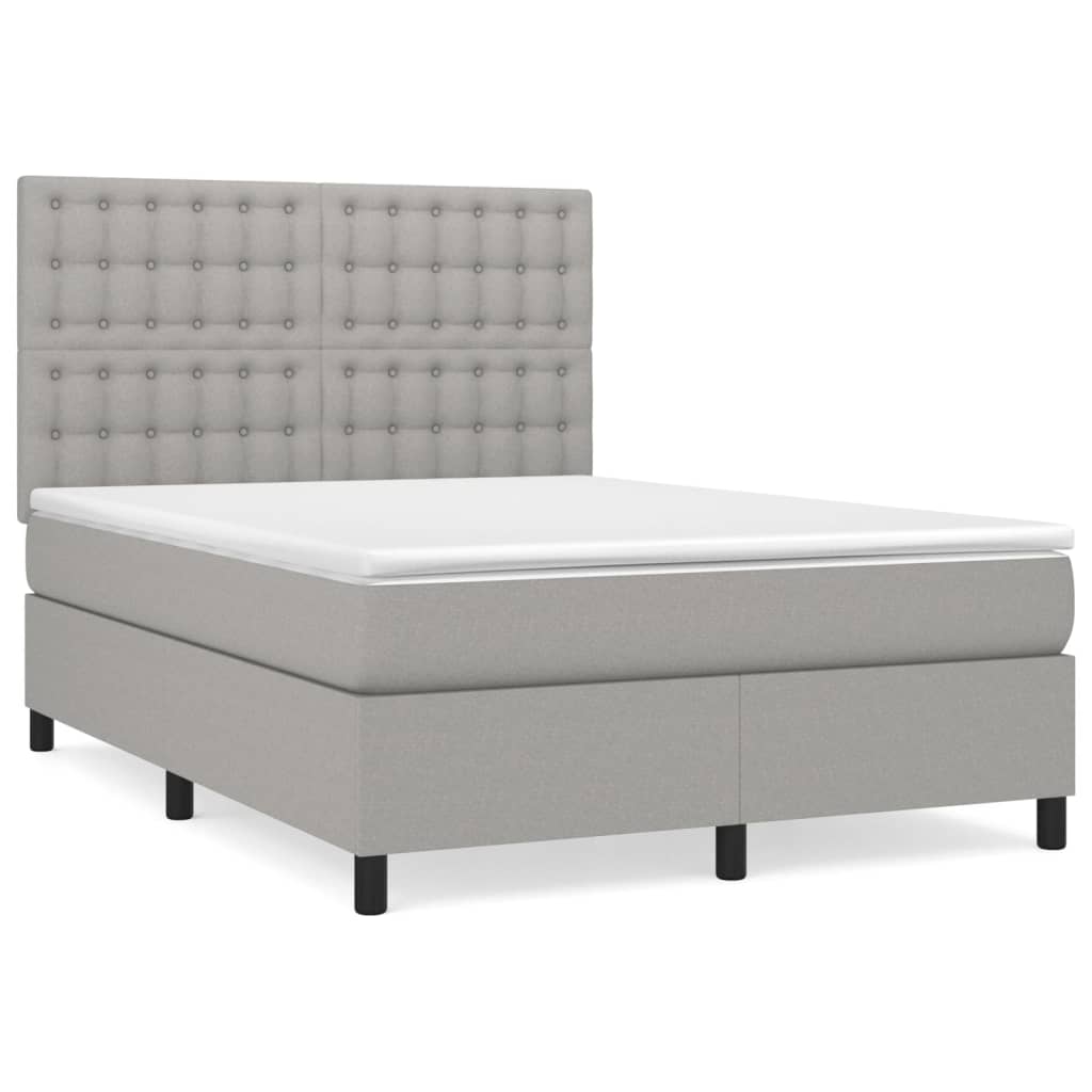 Giroletto a Molle con Materasso Grigio Chiaro 140x190cm Tessuto | homemem39
