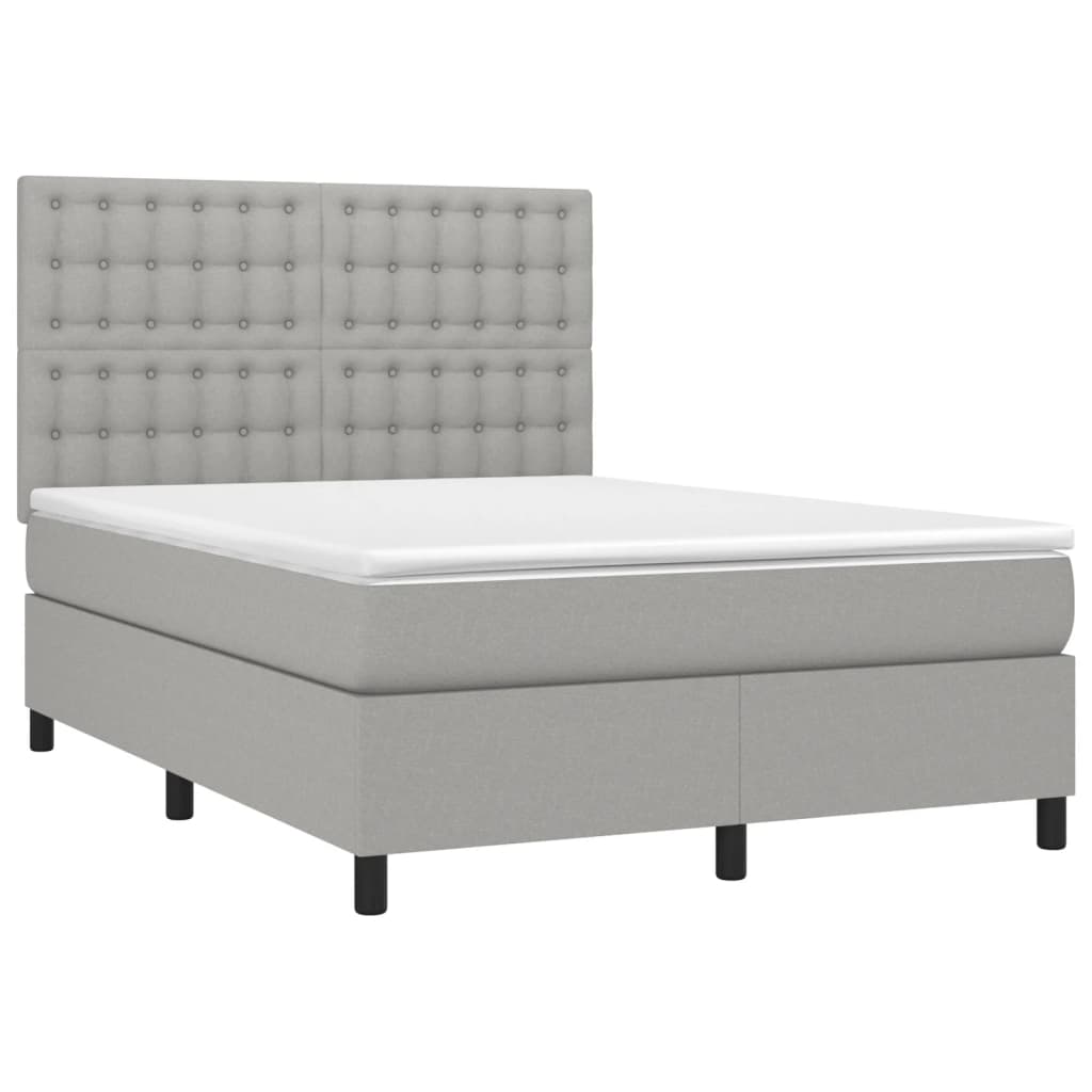 Giroletto a Molle con Materasso Grigio Chiaro 140x190cm Tessuto | homemem39