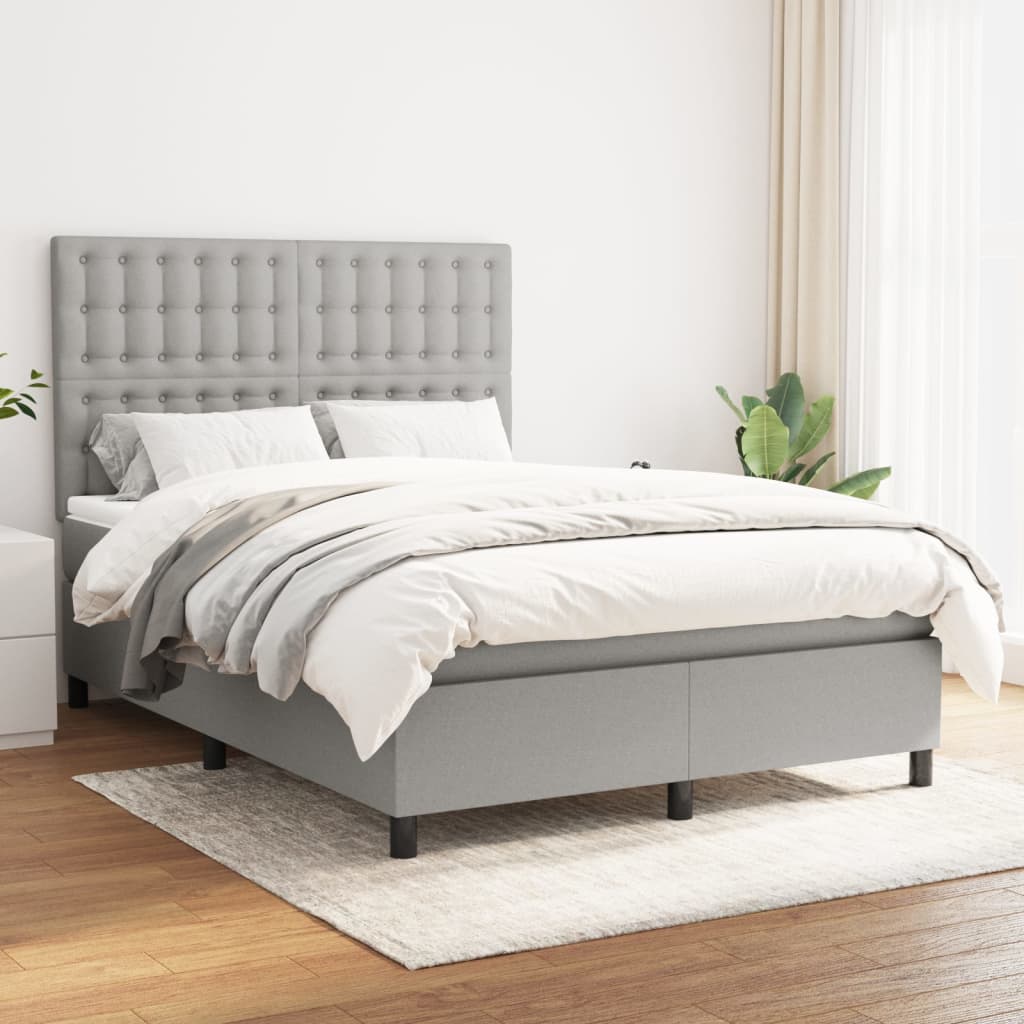 Giroletto a Molle con Materasso Grigio Chiaro 140x190cm Tessuto | homemem39