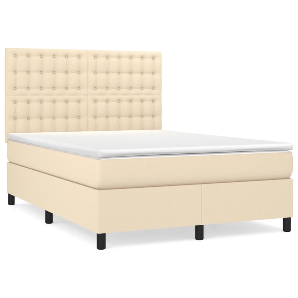Giroletto a Molle con Materasso Crema 140x19 cm in Tessuto | homemem39