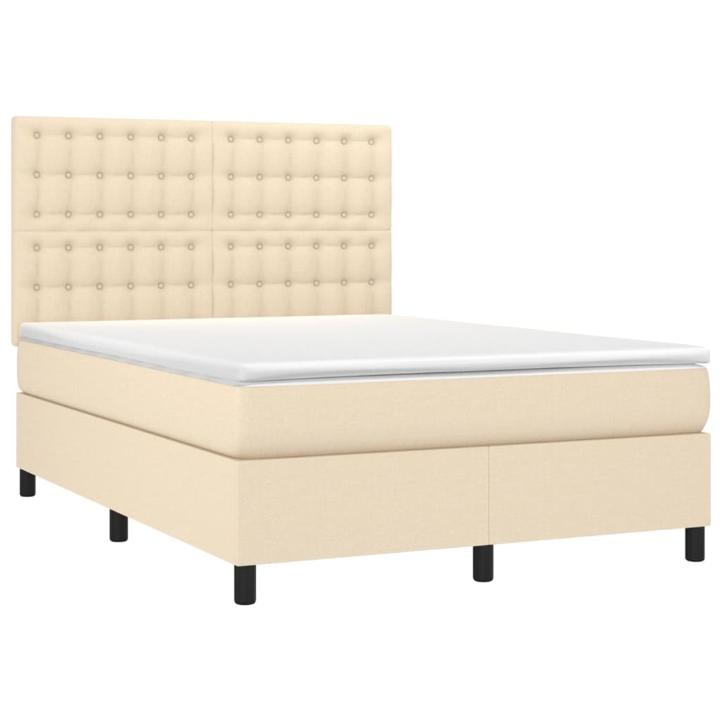 Giroletto a Molle con Materasso Crema 140x200 cm in Tessuto | homemem39
