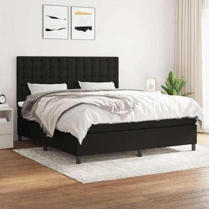Giroletto a Molle con Materasso Nero 160x200 cm in Tessuto | homemem39