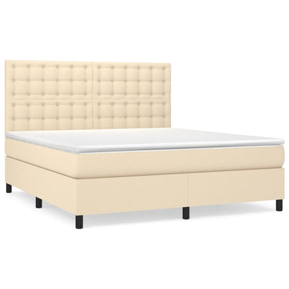 Giroletto a Molle con Materasso Crema 160x200 cm in Tessuto