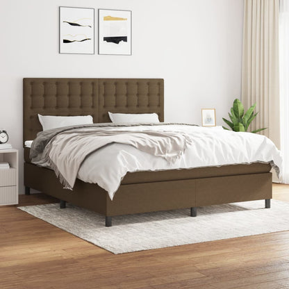 Giroletto a Molle con Materasso Marrone Scuro 180x200cm Tessuto | homemem39