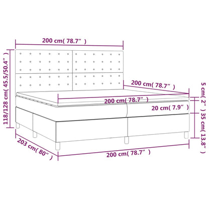 Giroletto a Molle con Materasso Nero 200x200 cm in Tessuto