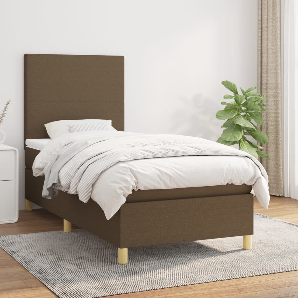 Giroletto a Molle con Materasso Marrone Scuro 80x200 cm Tessuto | homemem39