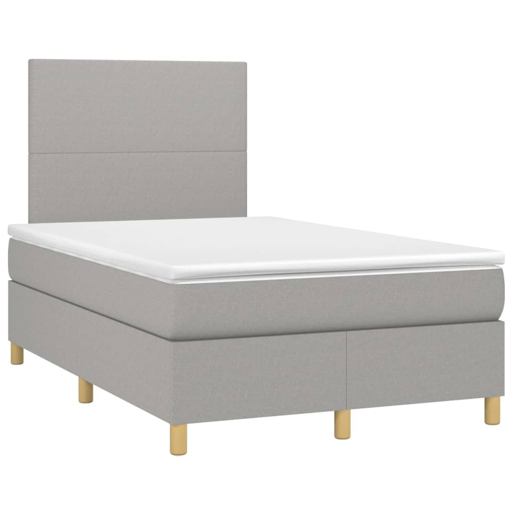 Giroletto a Molle con Materasso Grigio Chiaro 120x200cm Tessuto