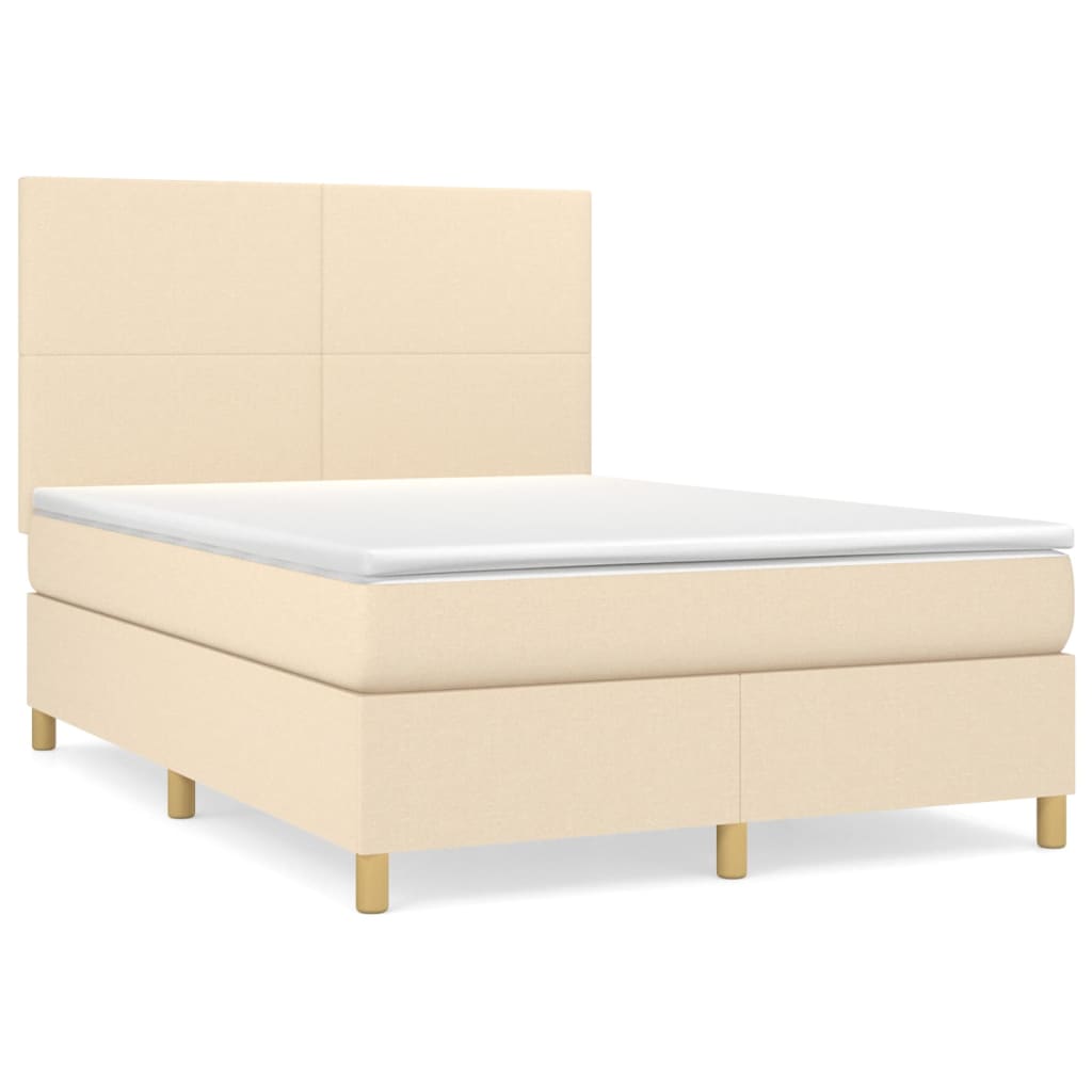 Giroletto a Molle con Materasso Crema 140x19 cm in Tessuto | homemem39