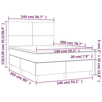 Giroletto a Molle con Materasso Marrone Scuro 140x200cm Tessuto | homemem39