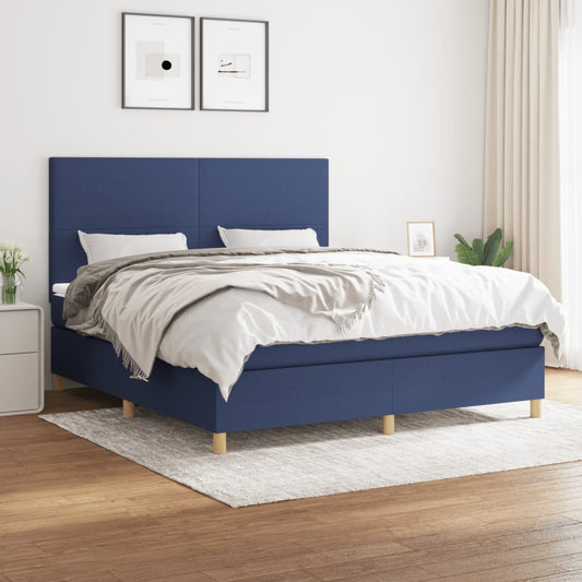 Giroletto a Molle con Materasso Blu 160x200 cm in Tessuto | homemem39