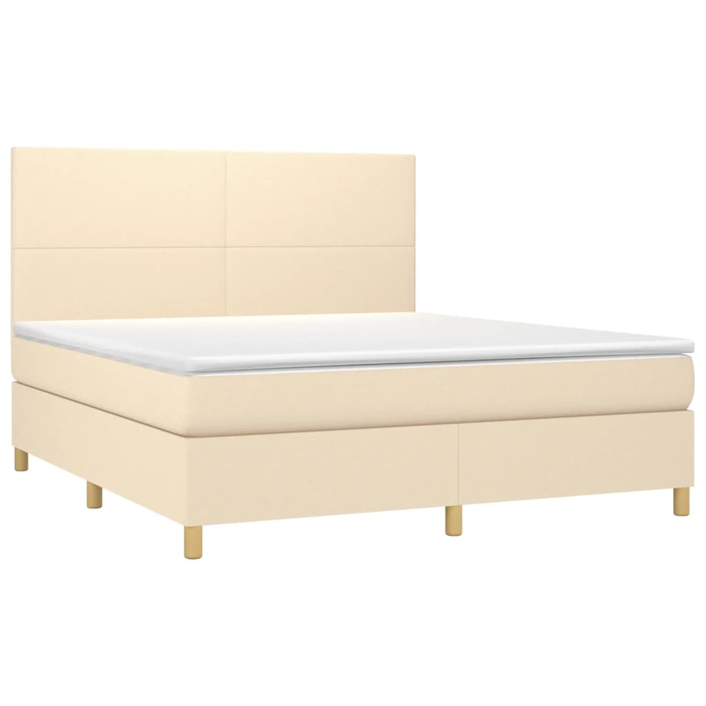 Giroletto a Molle con Materasso Crema 180x200 cm in Tessuto