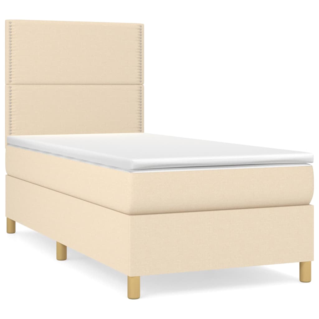 Giroletto a Molle con Materasso Crema 90x190 cm in Tessuto