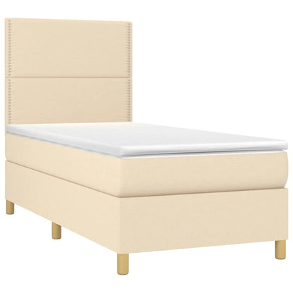 Giroletto a Molle con Materasso Crema 90x190 cm in Tessuto