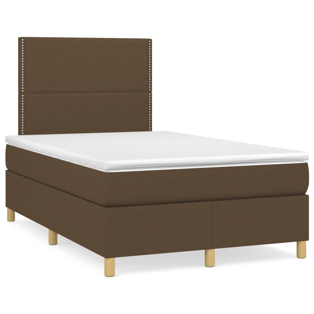 Giroletto a Molle con Materasso Marrone Scuro 120x200cm Tessuto | homemem39