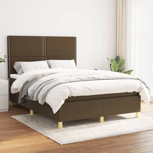 Giroletto a Molle con Materasso Marrone Scuro 140x200cm Tessuto | homemem39