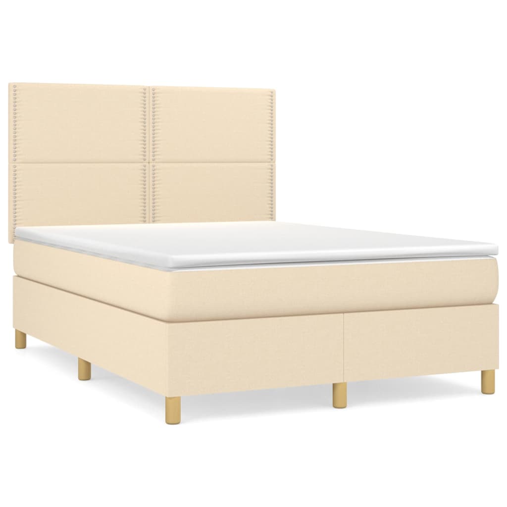 Giroletto a Molle con Materasso Crema 140x200 cm in Tessuto