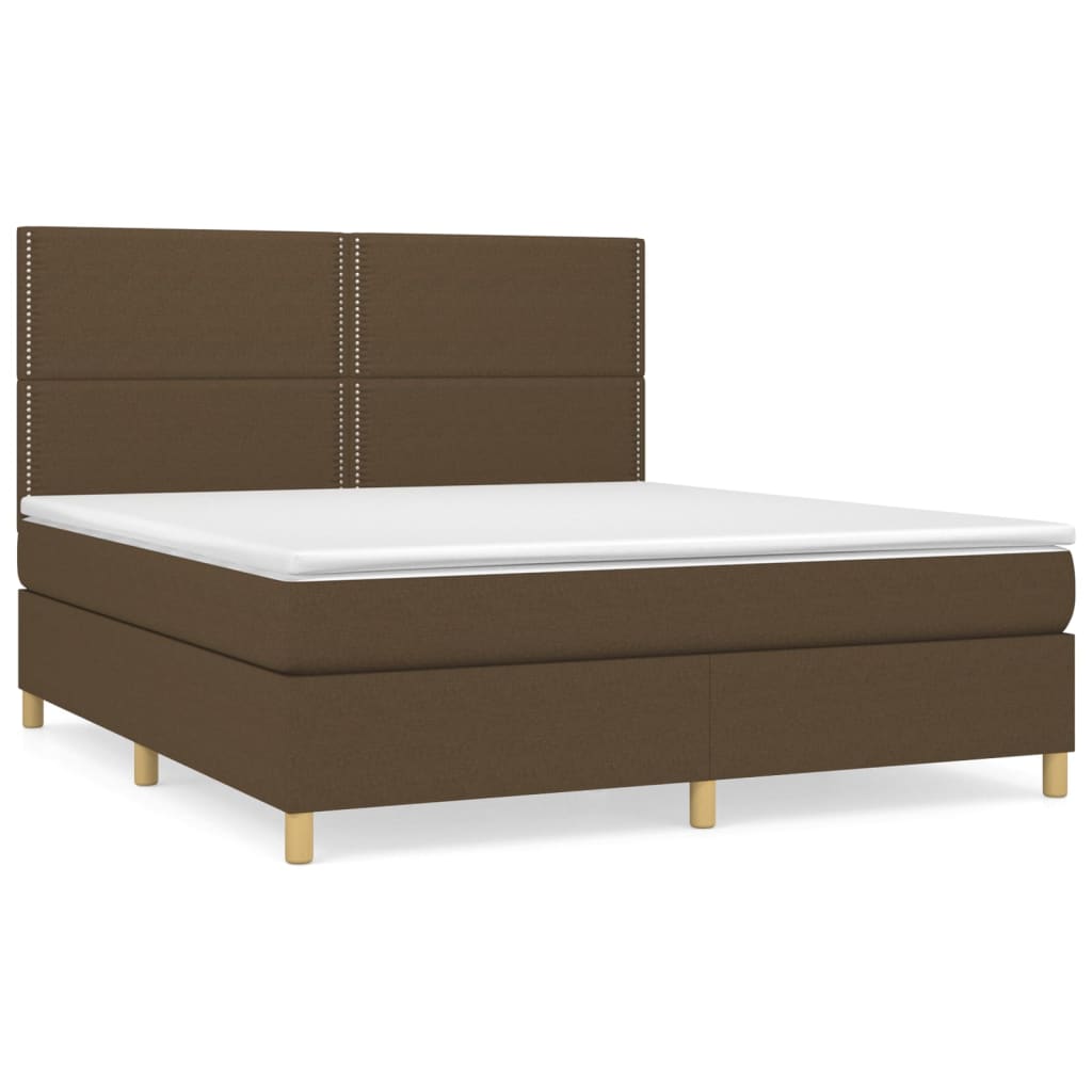 Giroletto a Molle con Materasso Marrone Scuro 180x200cm Tessuto | homemem39