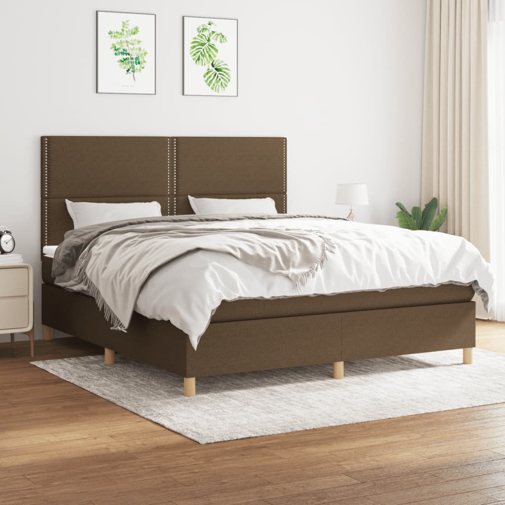 Giroletto a Molle con Materasso Marrone Scuro 180x200cm Tessuto | homemem39