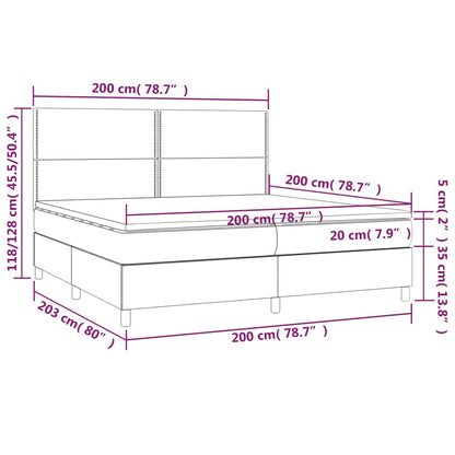 Giroletto a Molle con Materasso Grigio Scuro 200x200 cm Tessuto