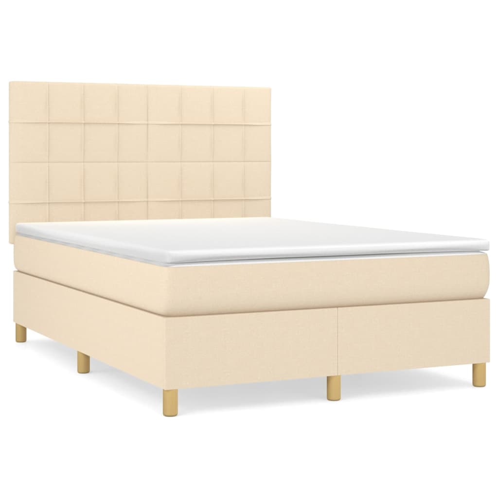 Giroletto a Molle con Materasso Crema 140x19 cm in Tessuto