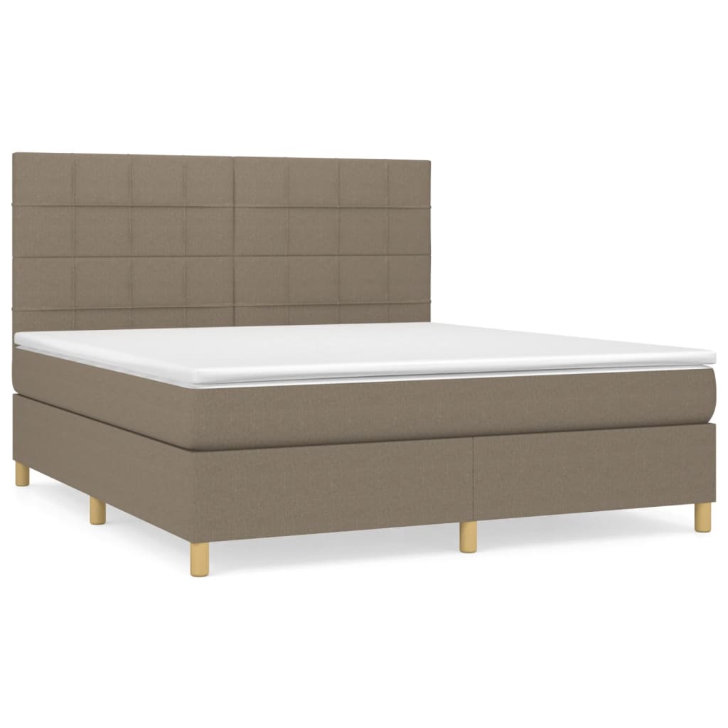 Spring bed frame with dove gray mattress 160x200 cm in fabric