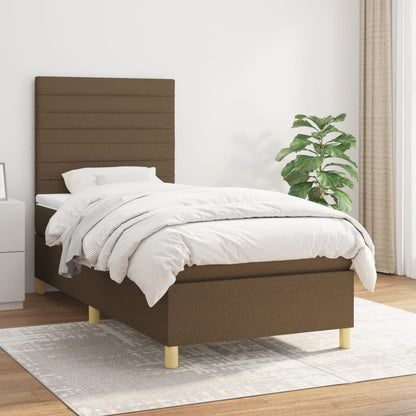 Giroletto a Molle con Materasso Marrone Scuro 90x190cm Tessuto | homemem39