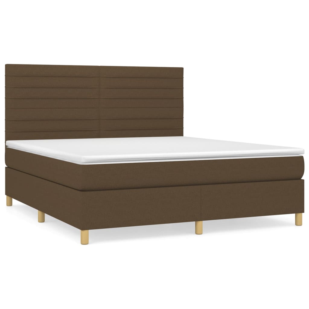 Giroletto a Molle con Materasso Marrone Scuro 160x200cm Tessuto | homemem39