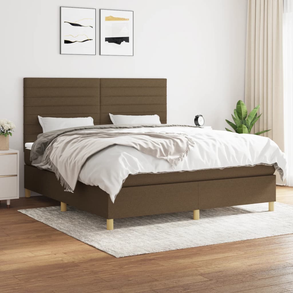 Giroletto a Molle con Materasso Marrone Scuro 160x200cm Tessuto | homemem39