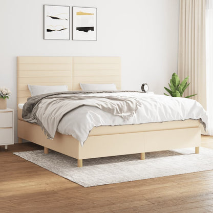 Giroletto a Molle con Materasso Crema 160x200 cm in Tessuto