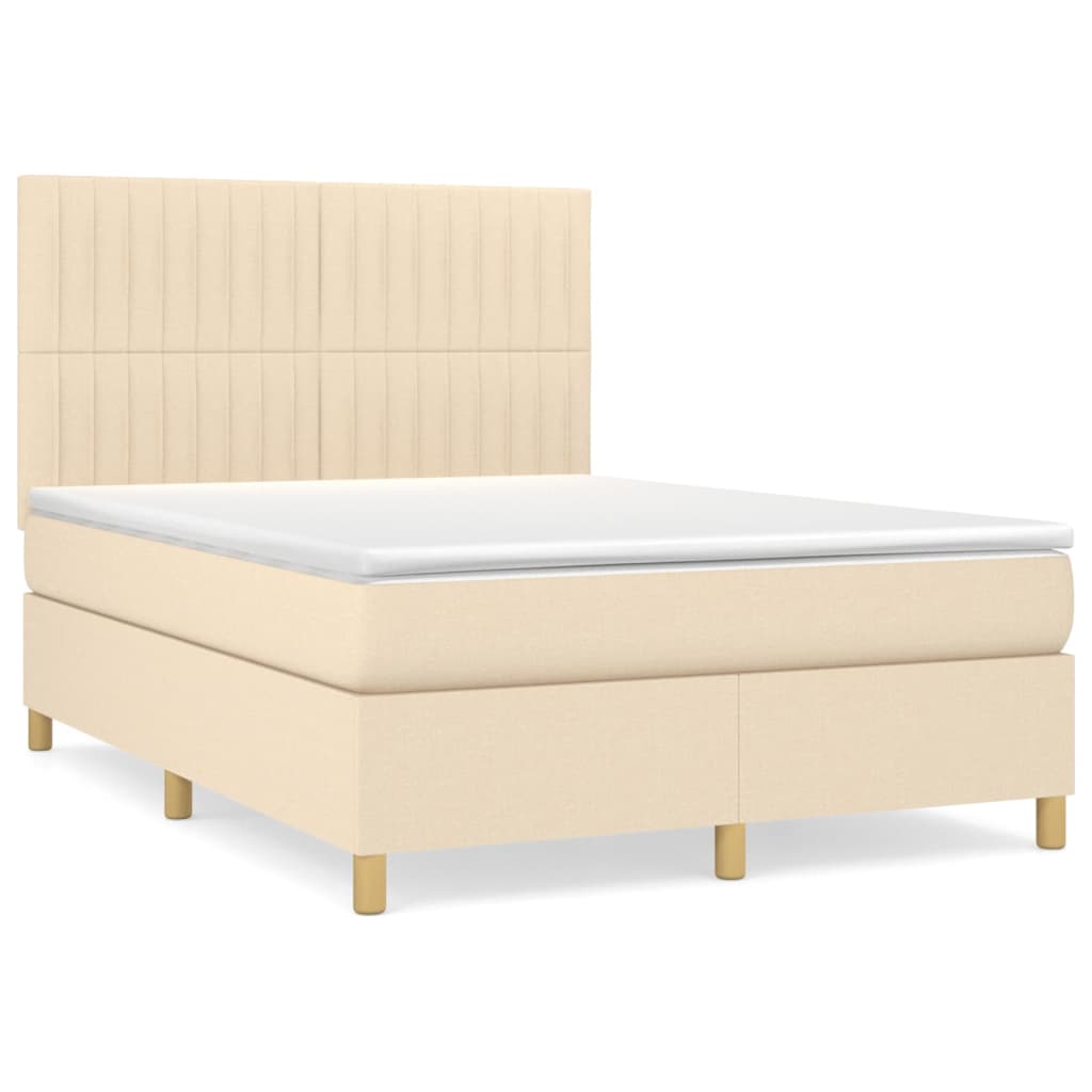 Giroletto a Molle con Materasso Crema 140x19 cm in Tessuto