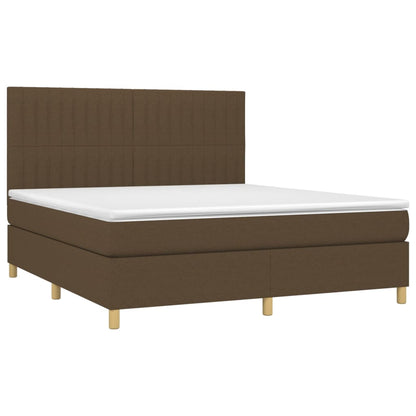Giroletto a Molle con Materasso Marrone Scuro 160x200cm Tessuto