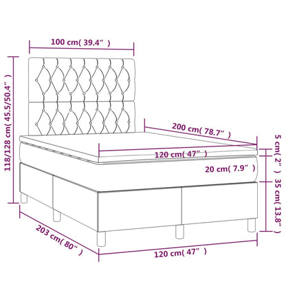 Giroletto a Molle con Materasso Grigio Scuro 120x200 cm Tessuto | homemem39