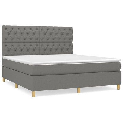 Giroletto a Molle con Materasso Grigio Scuro 160x200 cm Tessuto