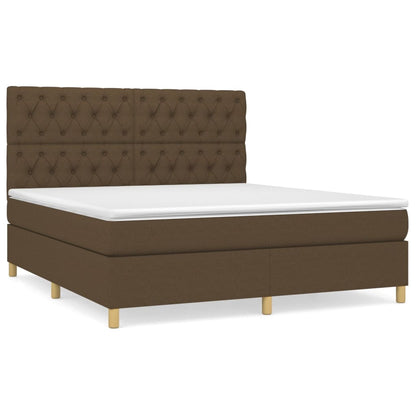Giroletto a Molle con Materasso Marrone Scuro 160x200cm Tessuto | homemem39