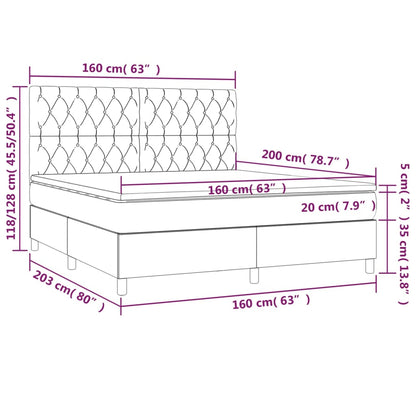 Giroletto a Molle con Materasso Tortora 160x200 cm in Tessuto