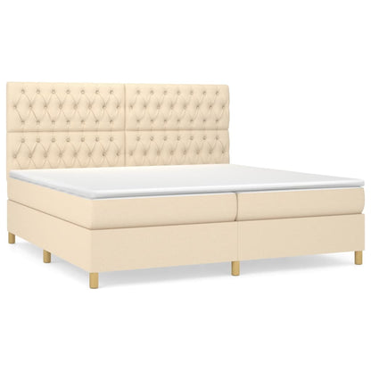 Giroletto a Molle con Materasso Crema 200x200 cm in Tessuto