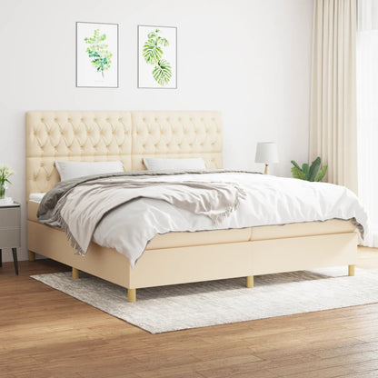 Giroletto a Molle con Materasso Crema 200x200 cm in Tessuto