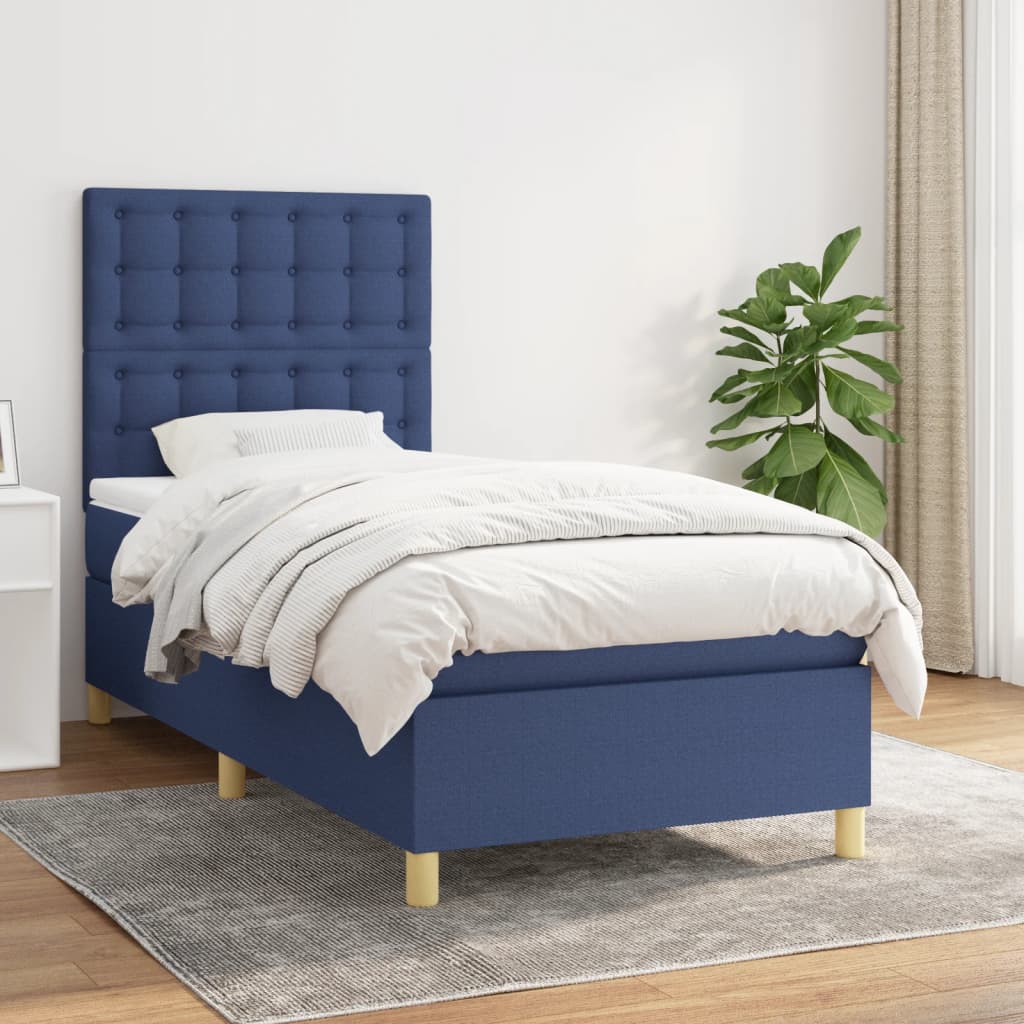 Giroletto a Molle con Materasso Blu 80x200 cm inTessuto | homemem39