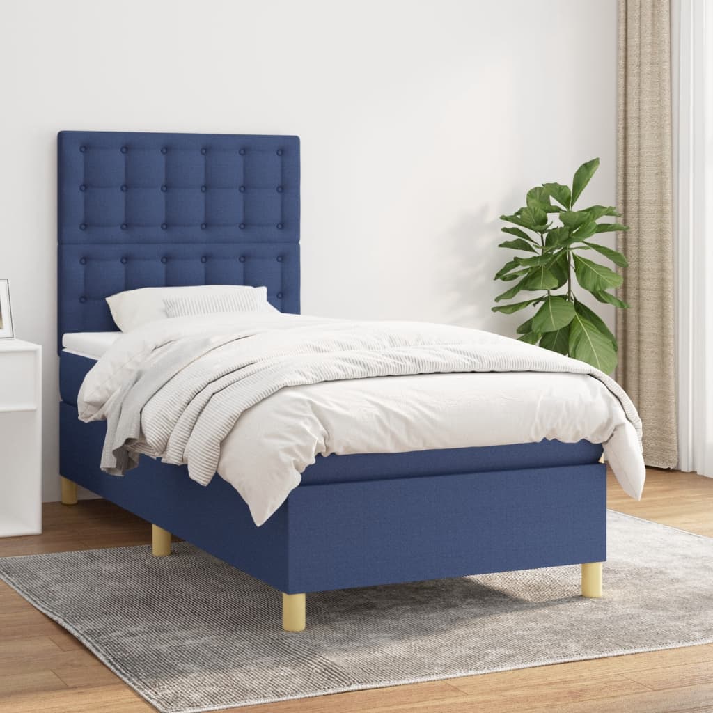 Giroletto a Molle con Materasso Blu 90x190 cm in Tessuto | homemem39