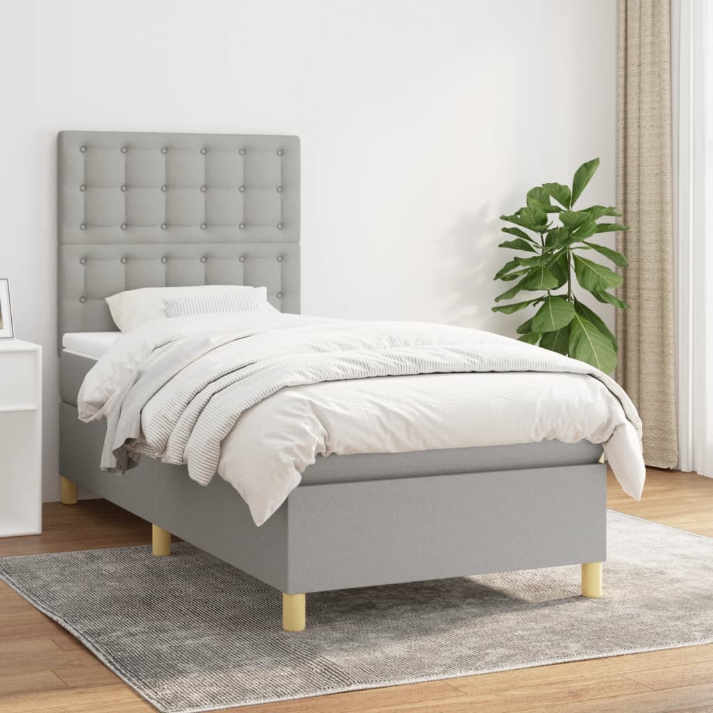 Giroletto a Molle con Materasso Grigio Chiaro 90x200 cm Tessuto | homemem39
