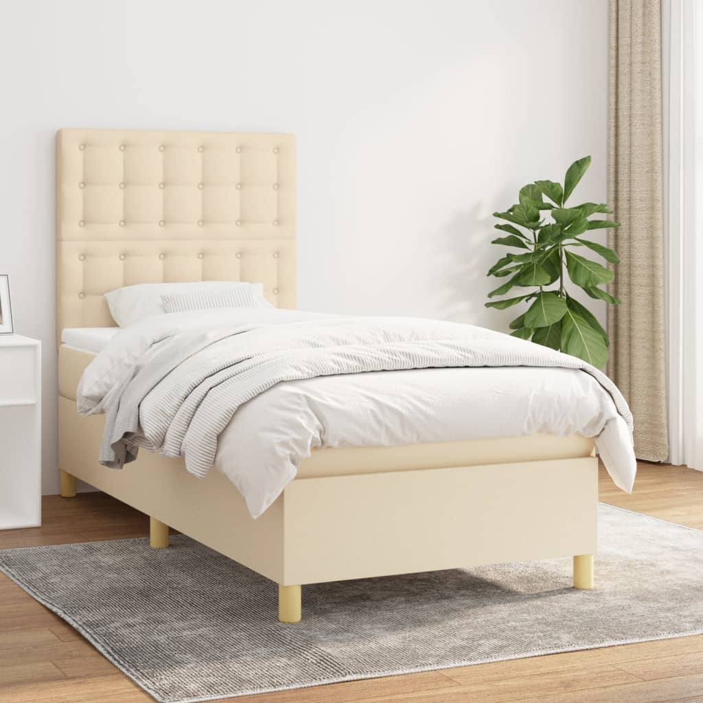 Giroletto a Molle con Materasso Crema 90x200 cm inTessuto | homemem39