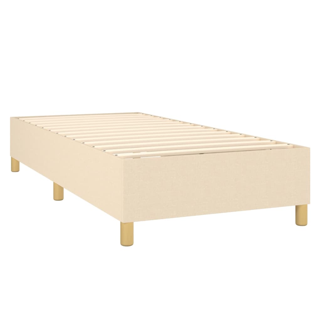 Spring bed frame with cream mattress 100x200 cm in fabric